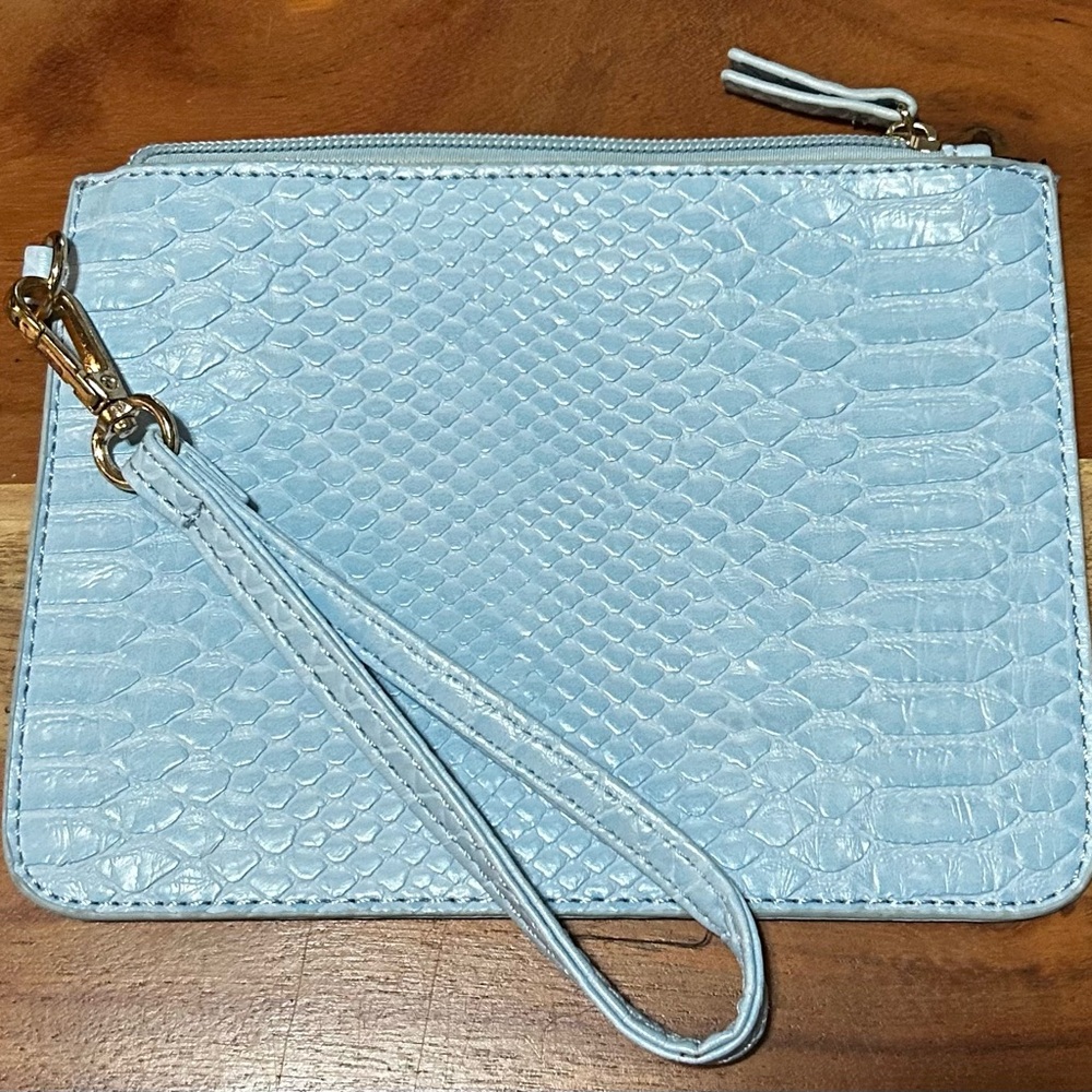 Jules Kae Textured Light Blue Clutch
